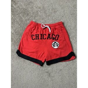 Mens Shorts NLBM Chicago American Giants Shorts Red‎ Black Patch Logo, Size M